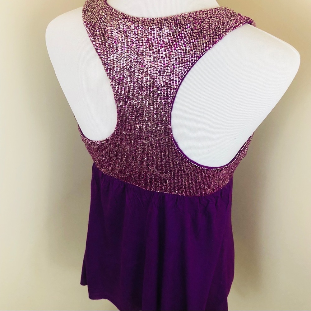 Purple beaded Racerback top - Picture 3 of 4